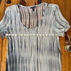 Eileen Fisher • Shibori Trails Silk Hi Low Tunic Tee Medium M
